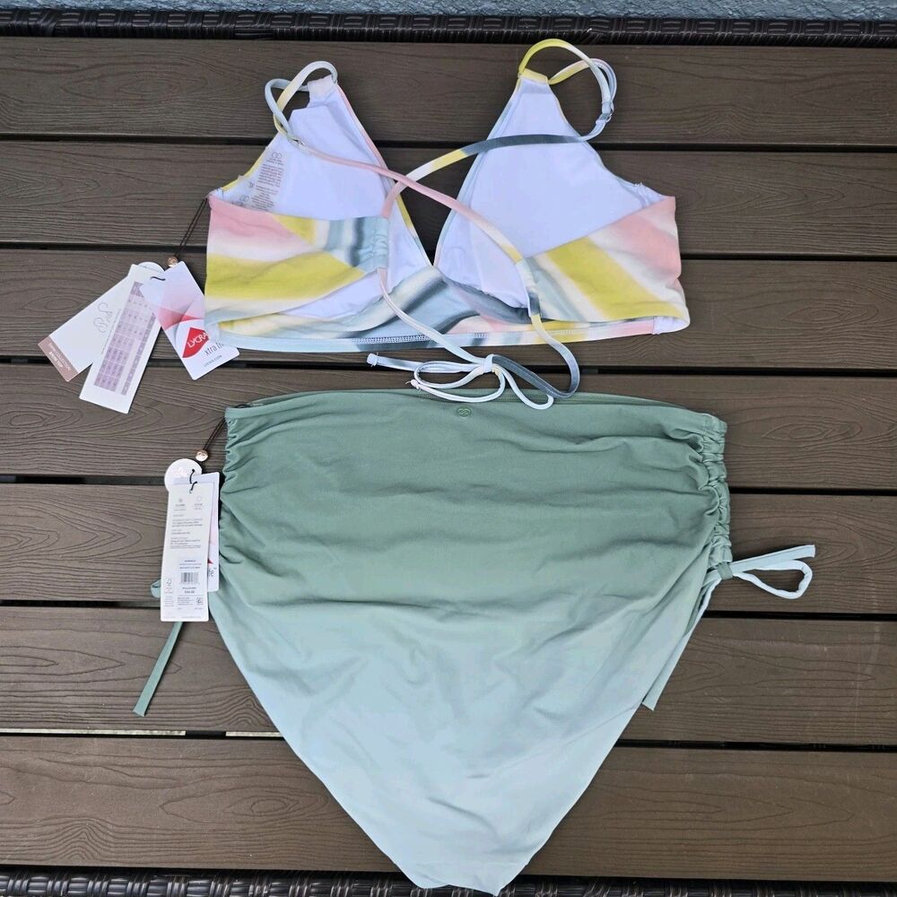 CALIA Women's Triangle Sediment Puya Top & Mint/Agave Ombre Bikini Sz XL New - Picture 2 of 4